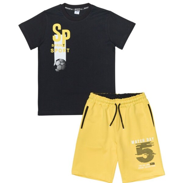 Sprint Σετ βερμούδα και μπλούζα για αγόρι μαύρο, Κωδ.241-3002