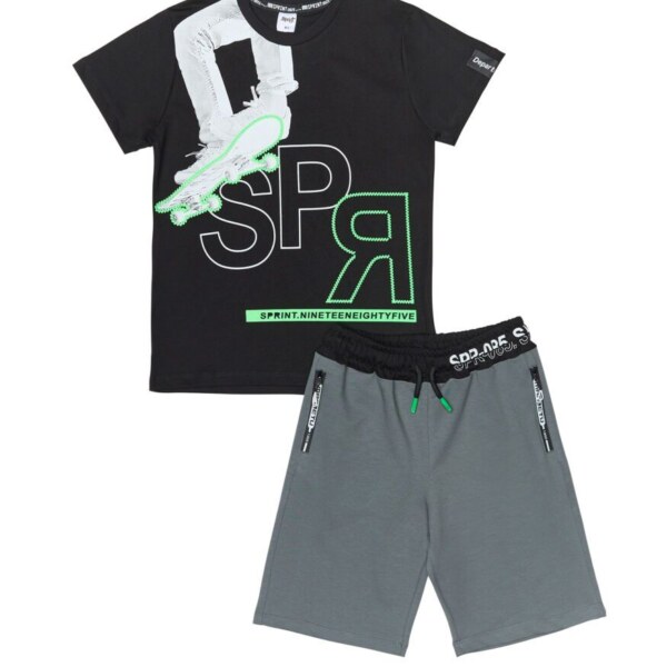 Sprint Σετ βερμούδα και μπλούζα για αγόρι μαύρο, Κωδ.241-3004