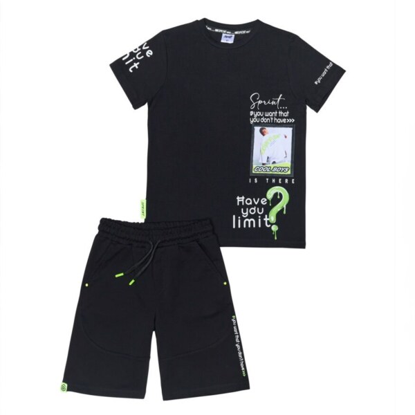 Sprint Σετ βερμούδα και μπλούζα για αγόρι μαύρη, Κωδ.241-3034