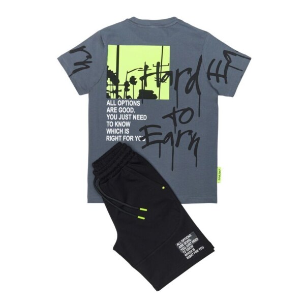 Sprint Σετ βερμούδα και μπλούζα για αγόρι γκρι, Κωδ.241-3036