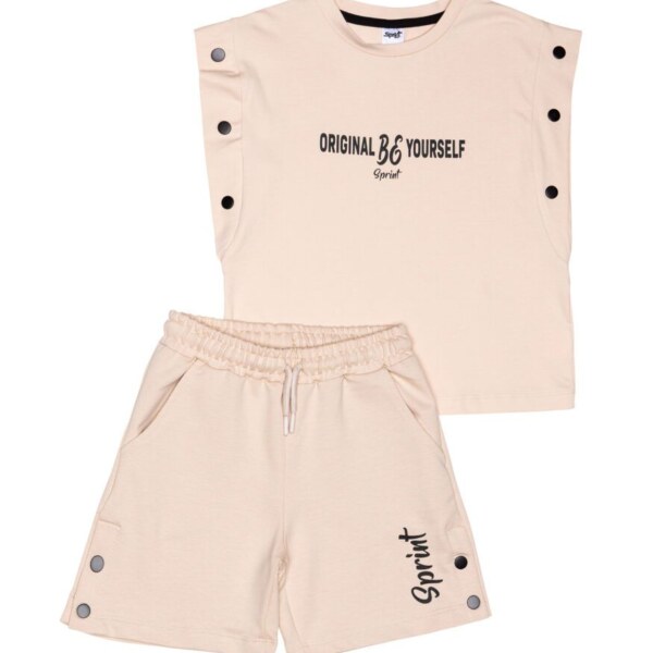 Sprint Σετ σορτς και μπλούζα για κορίτσι ροζ, Κωδ.241-4052