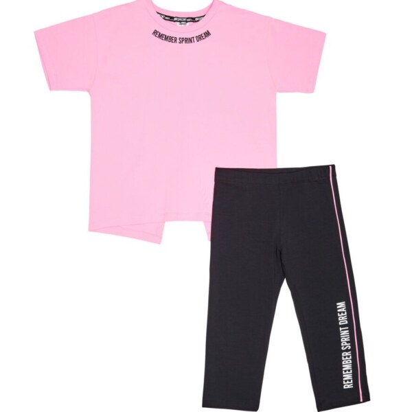 Sprint Σετ κολαν και μπλούζα για κορίτσι ροζ, Κωδ.241-4054
